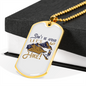 Camper Necklace Let's Go Hike Necklace Stainless Steel or 18k Gold Dog Tag 24" Chain-Express Your Love Gifts