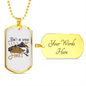 Camper Necklace Let's Go Hike Necklace Stainless Steel or 18k Gold Dog Tag 24" Chain-Express Your Love Gifts