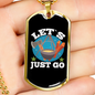 Camper Necklace Let's Just Go Necklace Stainless Steel or 18k Gold Dog Tag 24" Chain-Express Your Love Gifts