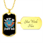 Camper Necklace Let's Just Go Necklace Stainless Steel or 18k Gold Dog Tag 24" Chain-Express Your Love Gifts
