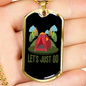 Camper Necklace Let's Just Go Red Tent Necklace Stainless Steel or 18k Gold Dog Tag 24" Chain-Express Your Love Gifts