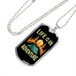 Camper Necklace Life is An Adventure Blue Tent Necklace Stainless Steel or 18k Gold Dog Tag 24" Chain-Express Your Love Gifts