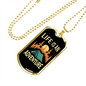 Camper Necklace Life is An Adventure Blue Tent Necklace Stainless Steel or 18k Gold Dog Tag 24" Chain-Express Your Love Gifts