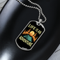 Camper Necklace Life is An Adventure Blue Tent Necklace Stainless Steel or 18k Gold Dog Tag 24" Chain-Express Your Love Gifts