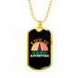 Camper Necklace Life is an Adventure Necklace Stainless Steel or 18k Gold Dog Tag 24" Chain-Express Your Love Gifts