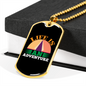 Camper Necklace Life is an Adventure Necklace Stainless Steel or 18k Gold Dog Tag 24" Chain-Express Your Love Gifts
