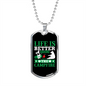 Camper Necklace Life is Better Around the Campfire Green Necklace Stainless Steel or 18k Gold Dog Tag 24" Chain-Express Your Love Gifts
