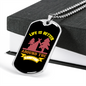 Camper Necklace Life is Better Around The Campfire Pink Necklace Stainless Steel or 18k Gold Dog Tag 24" Chain-Express Your Love Gifts