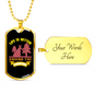 Camper Necklace Life is Better Around The Campfire Pink Necklace Stainless Steel or 18k Gold Dog Tag 24" Chain-Express Your Love Gifts