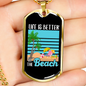 Camper Necklace Life Is Better Beach Necklace Stainless Steel or 18k Gold Dog Tag 24" Chain-Express Your Love Gifts