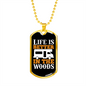 Camper Necklace Life is Better in The Woods Necklace Stainless Steel or 18k Gold Dog Tag 24" Chain-Express Your Love Gifts