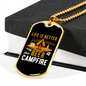 Camper Necklace Life is Better Necklace Stainless Steel or 18k Gold Dog Tag 24" Chain-Express Your Love Gifts