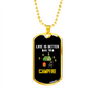 Camper Necklace Life Is Better White Necklace Stainless Steel or 18k Gold Dog Tag 24" Chain-Express Your Love Gifts