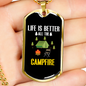 Camper Necklace Life Is Better White Necklace Stainless Steel or 18k Gold Dog Tag 24" Chain-Express Your Love Gifts