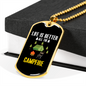 Camper Necklace Life Is Better White Necklace Stainless Steel or 18k Gold Dog Tag 24" Chain-Express Your Love Gifts