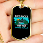 Camper Necklace Life Rocks Home Rolls Necklace Stainless Steel or 18k Gold Dog Tag 24" Chain-Express Your Love Gifts