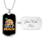Camper Necklace Life's a Beach Necklace Stainless Steel or 18k Gold Dog Tag 24" Chain-Express Your Love Gifts