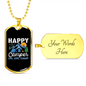Camper Necklace Live Love Camp Blue Necklace Stainless Steel or 18k Gold Dog Tag 24" Chain-Express Your Love Gifts