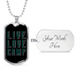 Camper Necklace Live Love Camp Plain Necklace Stainless Steel or 18k Gold Dog Tag 24" Chain-Express Your Love Gifts