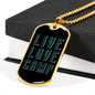 Camper Necklace Live Love Camp Plain Necklace Stainless Steel or 18k Gold Dog Tag 24" Chain-Express Your Love Gifts