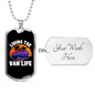 Camper Necklace Living The Van Life Necklace Stainless Steel or 18k Gold Dog Tag 24" Chain-Express Your Love Gifts