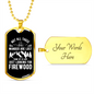 Camper Necklace Looking For Firewood Necklace Stainless Steel or 18k Gold Dog Tag 24" Chain-Express Your Love Gifts