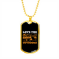 Camper Necklace Love The Outdoors Necklace Stainless Steel or 18k Gold Dog Tag 24" Chain-Express Your Love Gifts