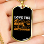 Camper Necklace Love The Outdoors Necklace Stainless Steel or 18k Gold Dog Tag 24" Chain-Express Your Love Gifts