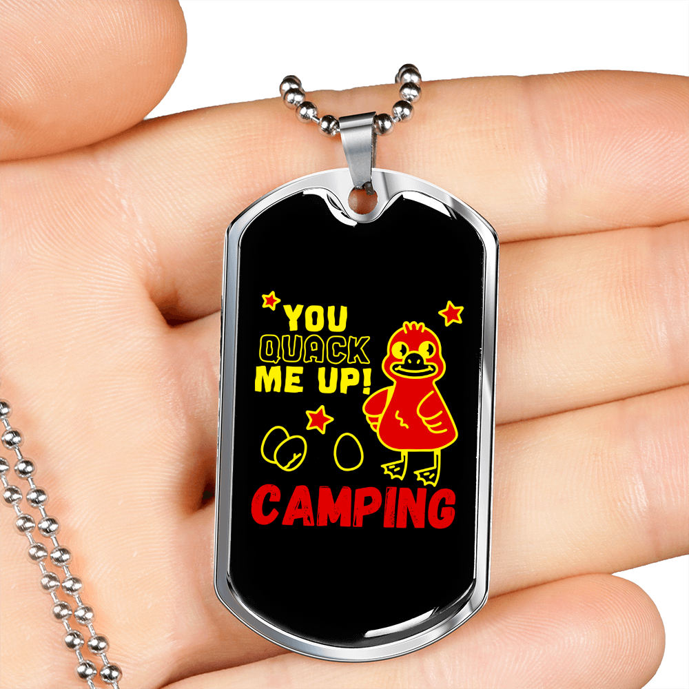 Camper Necklace Me Up Camping Necklace Stainless Steel or 18k Gold Dog Tag 24" Chain-Express Your Love Gifts