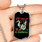 Camper Necklace Mermaid And Seahorse Necklace Stainless Steel or 18k Gold Dog Tag 24" Chain-Express Your Love Gifts
