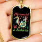 Camper Necklace Mermaid And Seahorse Necklace Stainless Steel or 18k Gold Dog Tag 24" Chain-Express Your Love Gifts