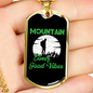 Camper Necklace Mountain Climb Good Necklace Stainless Steel or 18k Gold Dog Tag 24" Chain-Express Your Love Gifts
