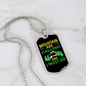 Camper Necklace Mountain I Must Go Green Necklace Stainless Steel or 18k Gold Dog Tag 24" Chain-Express Your Love Gifts
