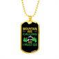Camper Necklace Mountain I Must Go Green Necklace Stainless Steel or 18k Gold Dog Tag 24" Chain-Express Your Love Gifts