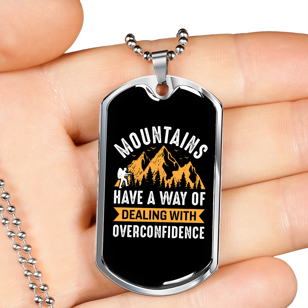 Camper Necklace Mountains Have A Way Necklace Stainless Steel or 18k Gold Dog Tag 24" Chain-Express Your Love Gifts