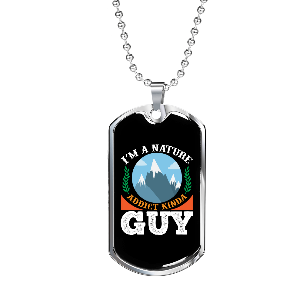 Camper Necklace Nature Addict Guy Necklace Stainless Steel or 18k Gold Dog Tag 24" Chain-Express Your Love Gifts