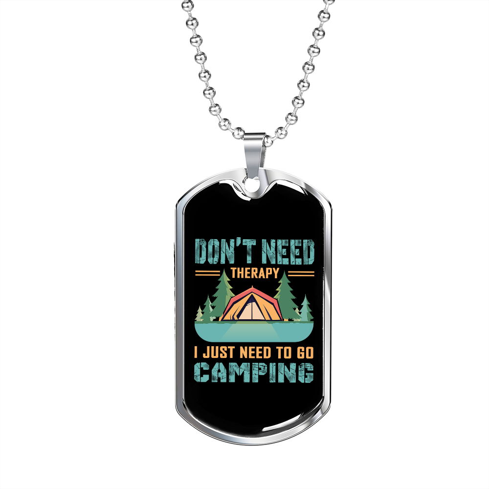 Camper Necklace Need To Go Camping Green Necklace Stainless Steel or 18k Gold Dog Tag 24" Chain-Express Your Love Gifts