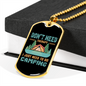 Camper Necklace Need To Go Camping Green Necklace Stainless Steel or 18k Gold Dog Tag 24" Chain-Express Your Love Gifts