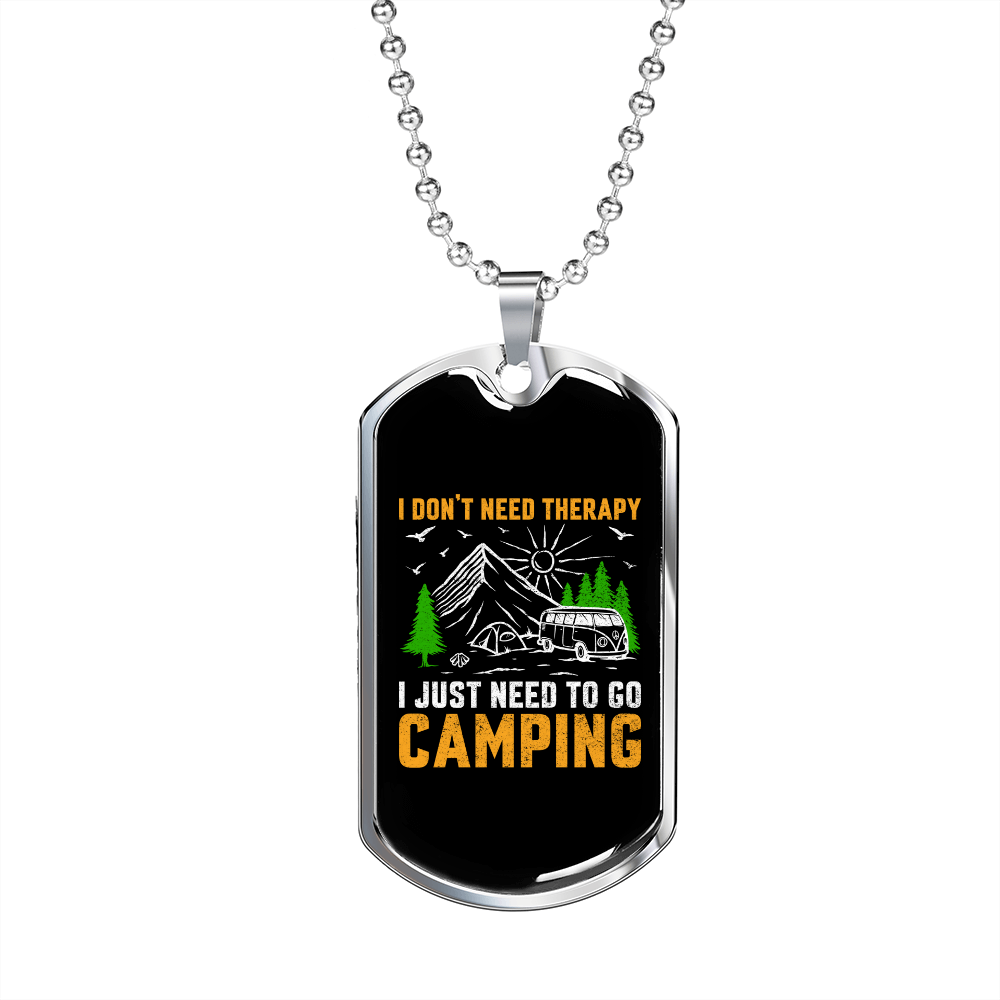 Camper Necklace Need To Go Camping Necklace Stainless Steel or 18k Gold Dog Tag 24" Chain-Express Your Love Gifts