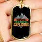 Camper Necklace Never Stop Exploring Necklace Stainless Steel or 18k Gold Dog Tag 24" Chain-Express Your Love Gifts