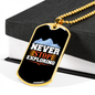 Camper Necklace Never Stop Exploring White Mountain Necklace Stainless Steel or 18k Gold Dog Tag 24" Chain-Express Your Love Gifts