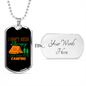 Camper Necklace No Theraphy Just Camping Necklace Stainless Steel or 18k Gold Dog Tag 24" Chain-Express Your Love Gifts