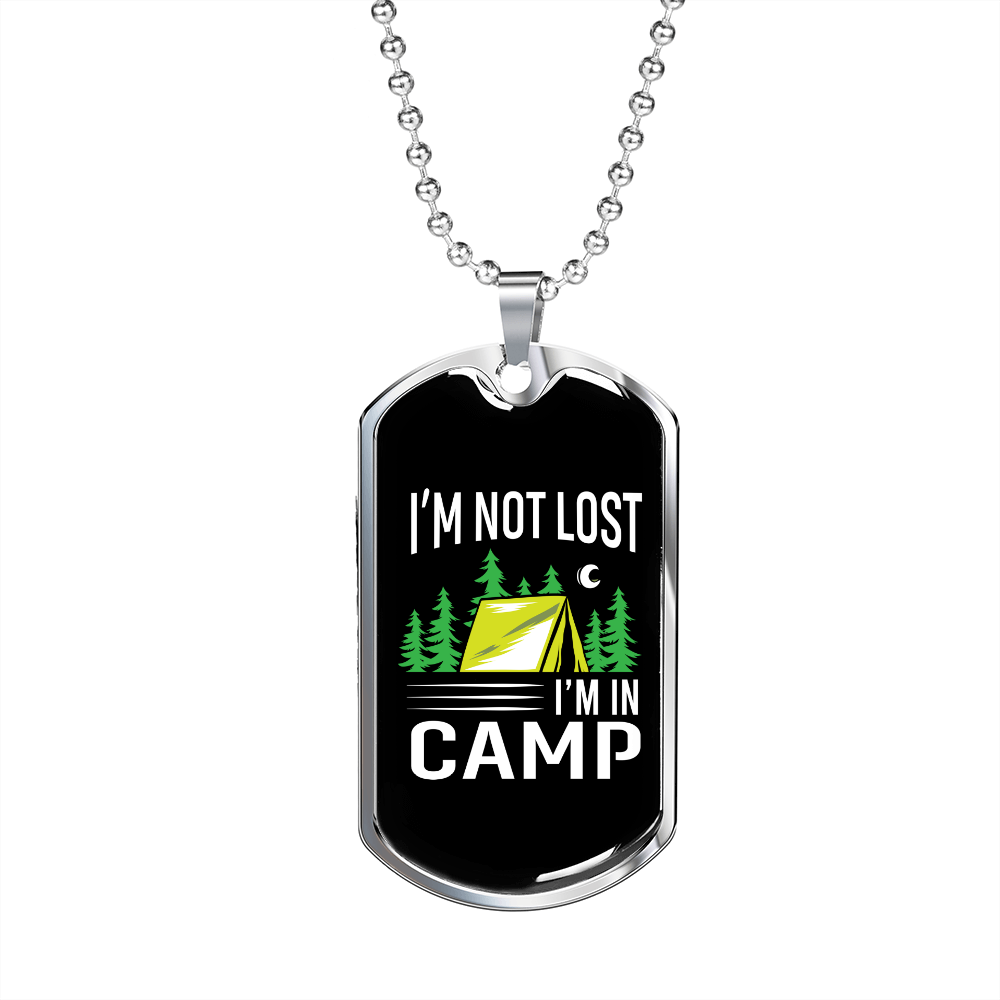Camper Necklace Not Lost Camp Necklace Stainless Steel or 18k Gold Dog Tag 24" Chain-Express Your Love Gifts