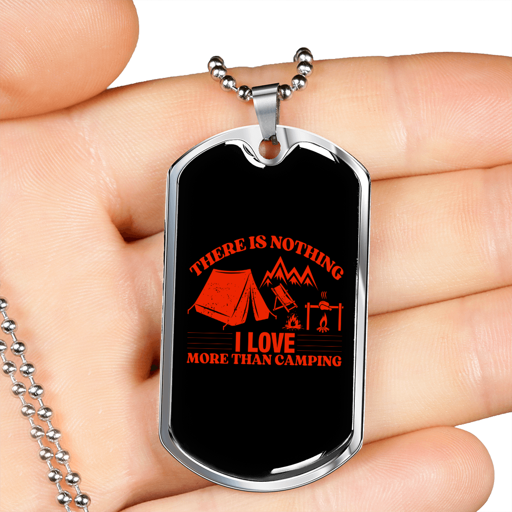 Camper Necklace Nothing I Love Red Necklace Stainless Steel or 18k Gold Dog Tag 24" Chain-Express Your Love Gifts
