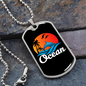Camper Necklace Ocean Dolphin Swimming Necklace Stainless Steel or 18k Gold Dog Tag 24" Chain-Express Your Love Gifts