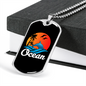 Camper Necklace Ocean Dolphin Swimming Necklace Stainless Steel or 18k Gold Dog Tag 24" Chain-Express Your Love Gifts