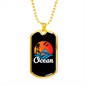 Camper Necklace Ocean Dolphin Swimming Necklace Stainless Steel or 18k Gold Dog Tag 24" Chain-Express Your Love Gifts