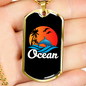 Camper Necklace Ocean Dolphin Swimming Necklace Stainless Steel or 18k Gold Dog Tag 24" Chain-Express Your Love Gifts
