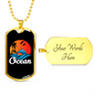 Camper Necklace Ocean Dolphin Swimming Necklace Stainless Steel or 18k Gold Dog Tag 24" Chain-Express Your Love Gifts