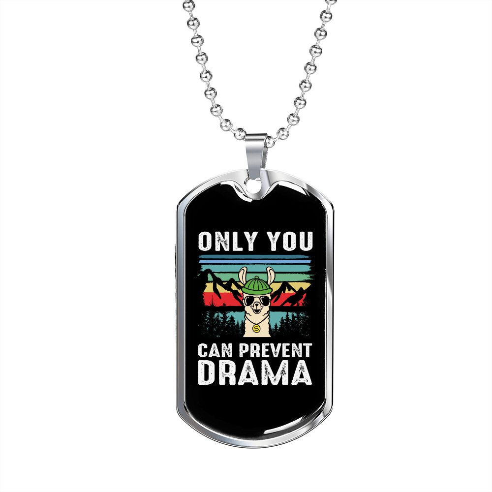 Camper Necklace Only You Can Prevent Drama Necklace Stainless Steel or 18k Gold Dog Tag 24" Chain-Express Your Love Gifts